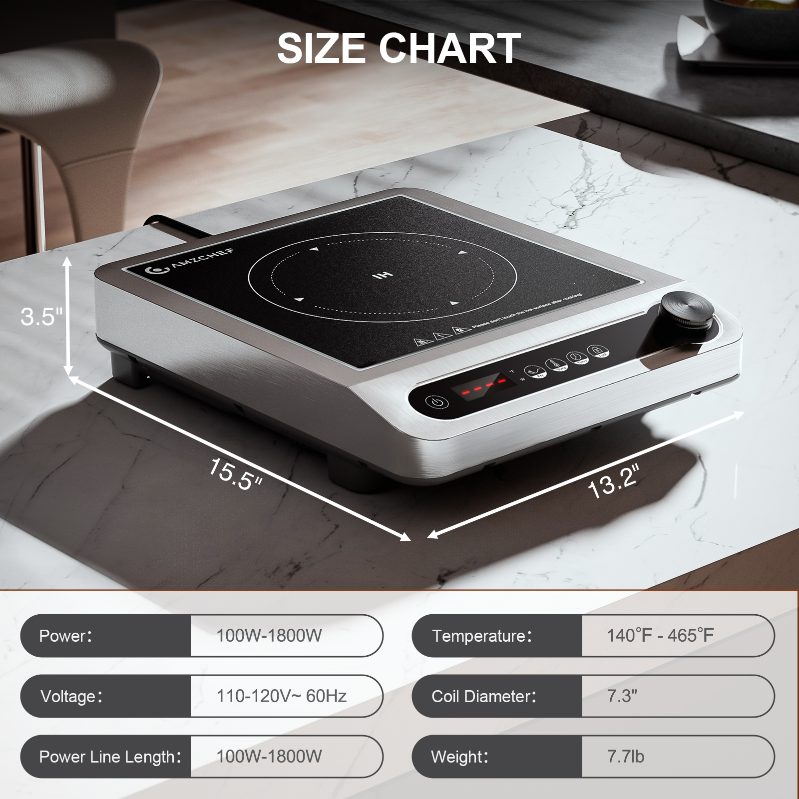 Amazon.com: AMZCHEF 1800W Portable Induction Cooktop Hot Plate